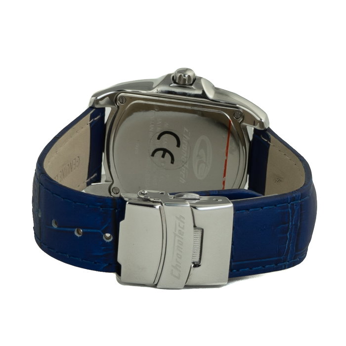 Chronotech CT7220L-03 avec cadran bleu et bracelet en cuir
