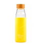IRISANA Bouteille en Borosilicate avec Bouchon en Bambou et Housse Silicone Jaune 500ml