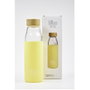 IRISANA Bouteille en Borosilicate avec Bouchon en Bambou et Housse Silicone Jaune 500ml
