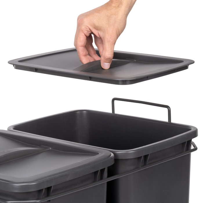 Emuca Recycle Poubelle de recyclage 2 x 35 litres, Gris anthracite Emuca Recycle Poubelle de recyclage 2 x 35 litres, Gris anthracite