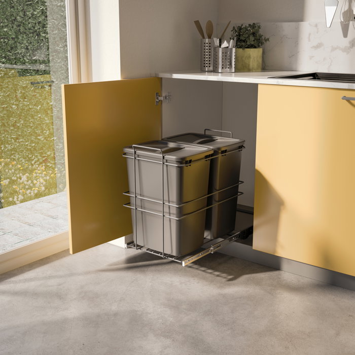 Emuca Recycle Poubelle de recyclage 2 x 35 litres, Gris anthracite Emuca Recycle Poubelle de recyclage 2 x 35 litres, Gris anthracite