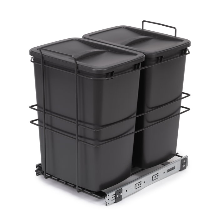 Emuca Recycle Poubelle de recyclage 2 x 35 litres, Gris anthracite Emuca Recycle Poubelle de recyclage 2 x 35 litres, Gris anthracite