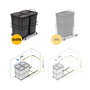Emuca Recycle Poubelle de recyclage 2 x 35 litres, Gris anthracite