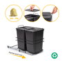 Emuca Recycle Poubelle de recyclage 2 x 35 litres, Gris anthracite