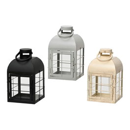 Decoris Lanterne Bougeoir Décorative en Fer avec 4 Vitrages, Couleurs Assorties, 13,5 x 13,5 x 24 cm - Design Envoyé Aléatoirement
