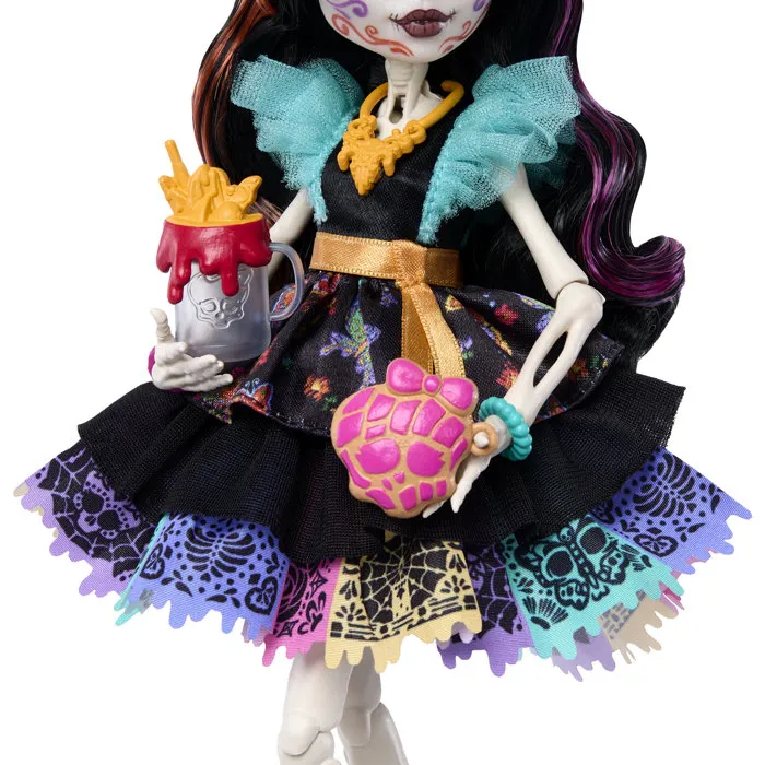 Monster High - Poupée Skelita JHK34 - Maquillage éclatant, robe fête des morts hexico et 7 accessoires Monster High - Poupée Skelita JHK34 - Maquillage éclatant, robe fête des morts hexico et 7 accessoires