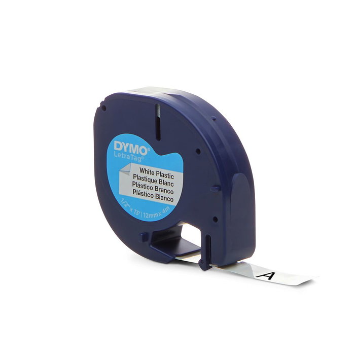 Dymo LetraTAG Ruban d'étiquetage en plastique blanc 12 mm x 4 m 91221 Dymo LetraTAG Ruban d'étiquetage en plastique blanc 12 mm x 4 m 91221