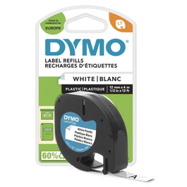 Dymo Ruban LetraTag en plastique blanc 12 mm x 4 m