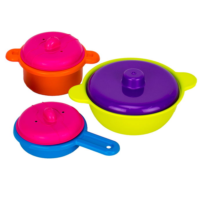 Tachan - Set de casseroles et poêles de cuisine jouet en plastique, 3 pièces, pour enfant à partir de 3 ans