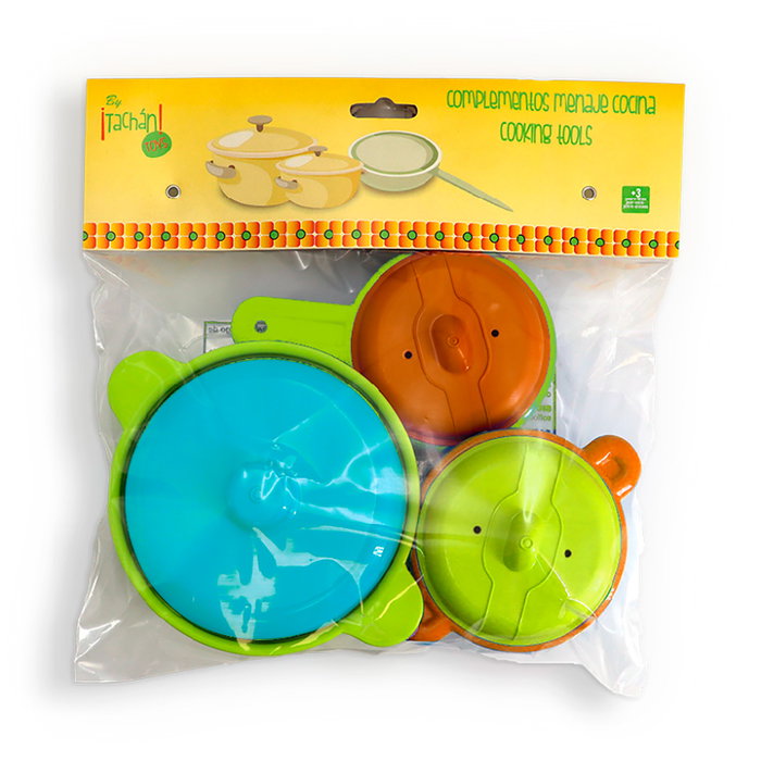 Tachan - Set de casseroles et poêles de cuisine jouet en plastique, 3 pièces, pour enfant à partir de 3 ans