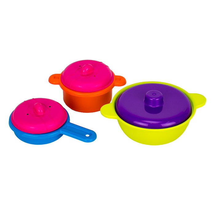 Tachan - Set de casseroles et poêles de cuisine jouet en plastique, 3 pièces, pour enfant à partir de 3 ans