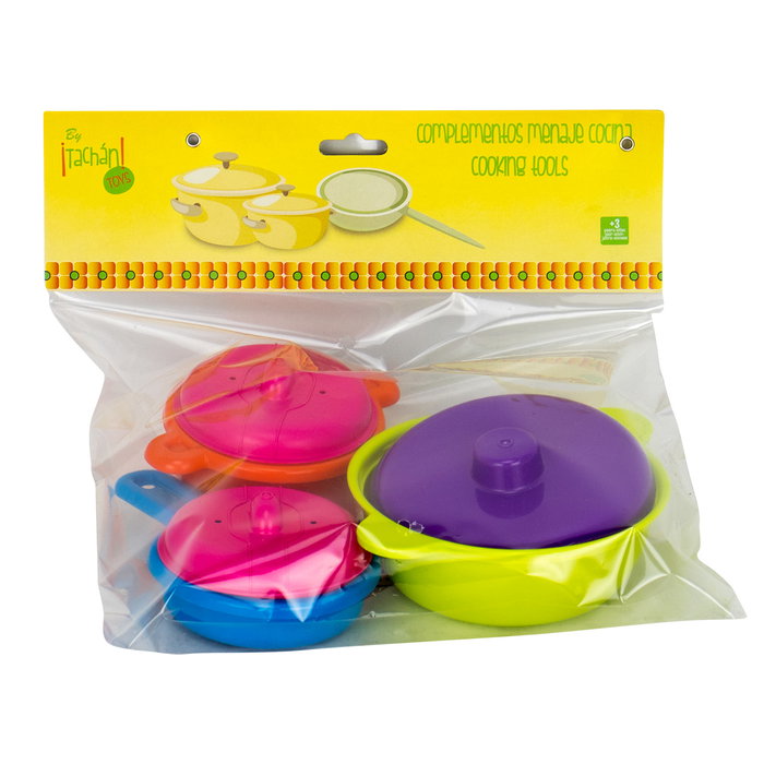 Tachan - Set de casseroles et poêles de cuisine jouet en plastique, 3 pièces, pour enfant à partir de 3 ans