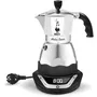 Bialetti Moka Timer - Cafetière italienne électrique programmable - Pour 3 tasses (120 ml) - En acier inoxydable