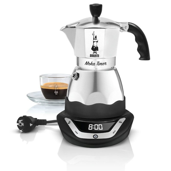 Bialetti MOKA TIMER - Cafetière italienne électrique 3 tasses - 120 ml - Inox