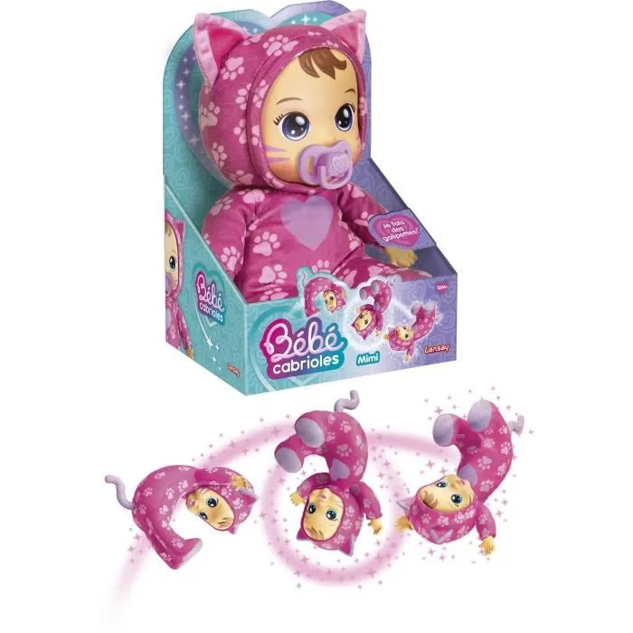 Lansay Poupon interactif Bébé Cabrioles - Mimi le Chat - Jouet d'éveil en peluche pour enfants dès 18 mois
