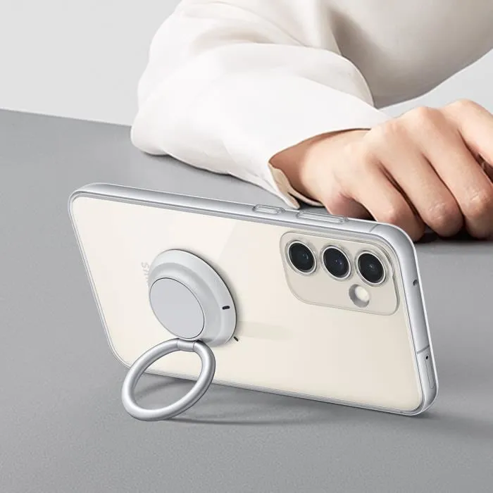 Samsung Coque transparente pour Galaxy S25 avec support anneau, compatible supports magnétiques - Design fin et élégant