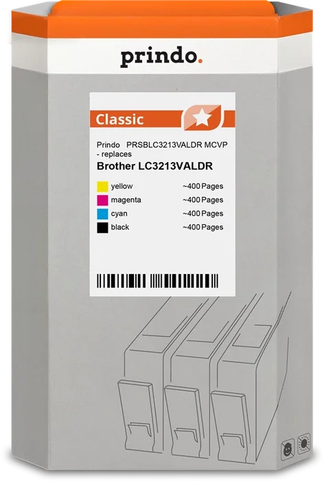 Prindo LC-3213 Classic XL Multipack Compatible Brother – Noir, Cyan, Magenta, Jaune – 1600 pages Prindo LC-3213 Classic XL Multipack Compatible Brother – Noir, Cyan, Magenta, Jaune – 1600 pages
