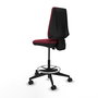 Tabouret Taburete Elche Contact permament de base Tissu Bordeaux Base pyramidale noire Sans accoudoirs Sans appui-tête Roulettes 65mm nylon