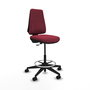 Tabouret Taburete Elche Contact permament de base Tissu Bordeaux Base pyramidale noire Sans accoudoirs Sans appui-tête Roulettes 65mm nylon