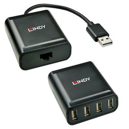 Lindy Extender 4 ports USB 2.0 Cat.6, 60m, Noir