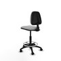 Tabouret Taburete Isso Contact permament de base Tissu Gris clair Structure polyamide noire Sans accoudoirs Sans appui-tête Roulettes en nylon 50 mm