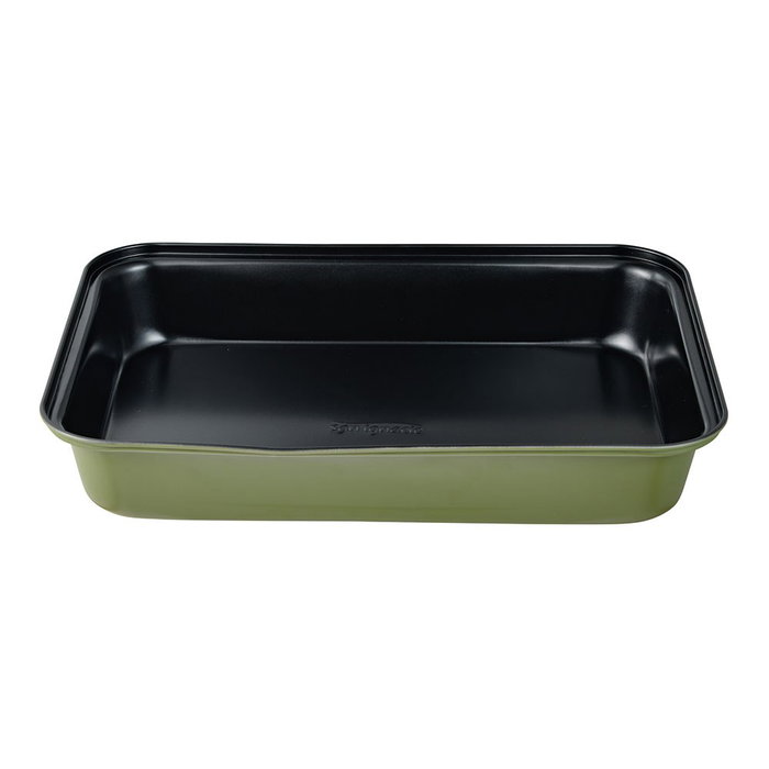San Ignacio Bandeja rectangulaire acier carbone Experto anti-adhésive vert olive 34 x 23,7 x 6 cm