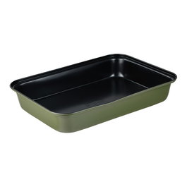 San Ignacio Bandeja rectangulaire acier carbone Experto anti-adhésive vert olive 34 x 23,7 x 6 cm
