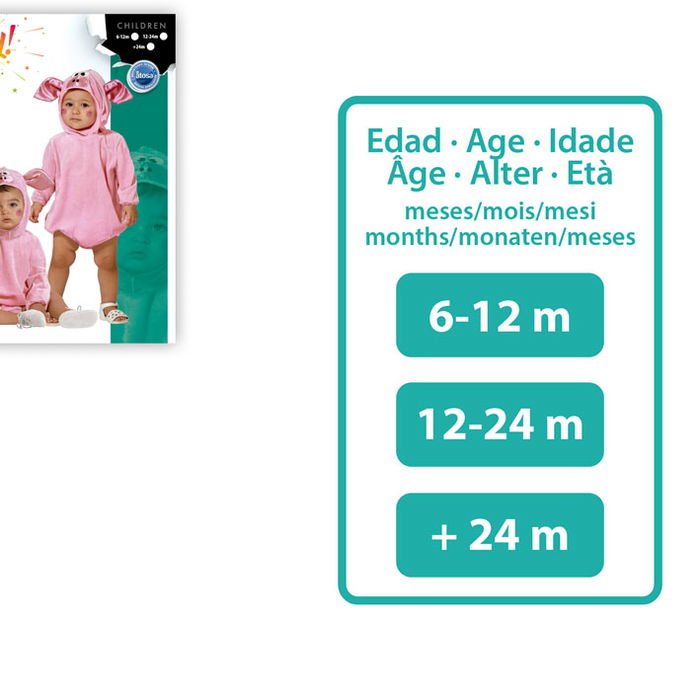 Déguisement Bébé Cochon Rose avec Oreilles et Museau - Taille 24 Mois - Combinaison à Capuche en Polyester - Unisex