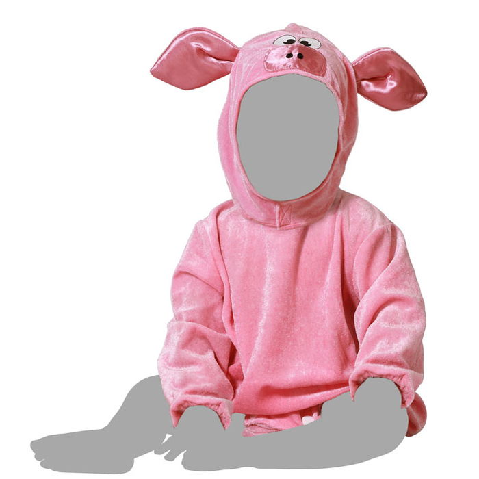 Déguisement Bébé Cochon Rose avec Oreilles et Museau - Taille 24 Mois - Combinaison à Capuche en Polyester - Unisex