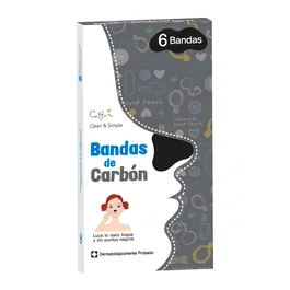 Cettua Bandes pour le nez au charbon de bois, 6 pcs