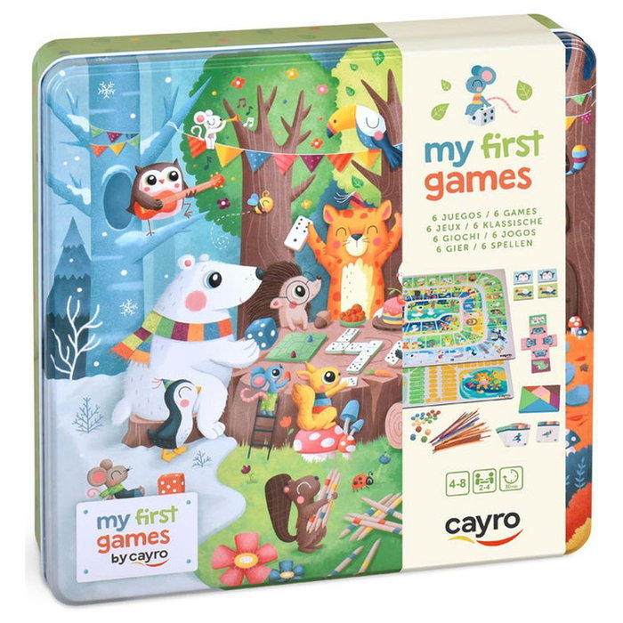 Cayro My First 6 - Coffret de 6 jeux classiques (Tangram, Mikado, Parchís, Oca, Domino et Memory)