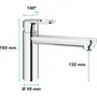 Grohe Mitigeur de Cuisine Monocommande Start Flow Chromé avec Mousseur Economique d'Eau 31691000 - Robinet pour Évier - Rotation 140°