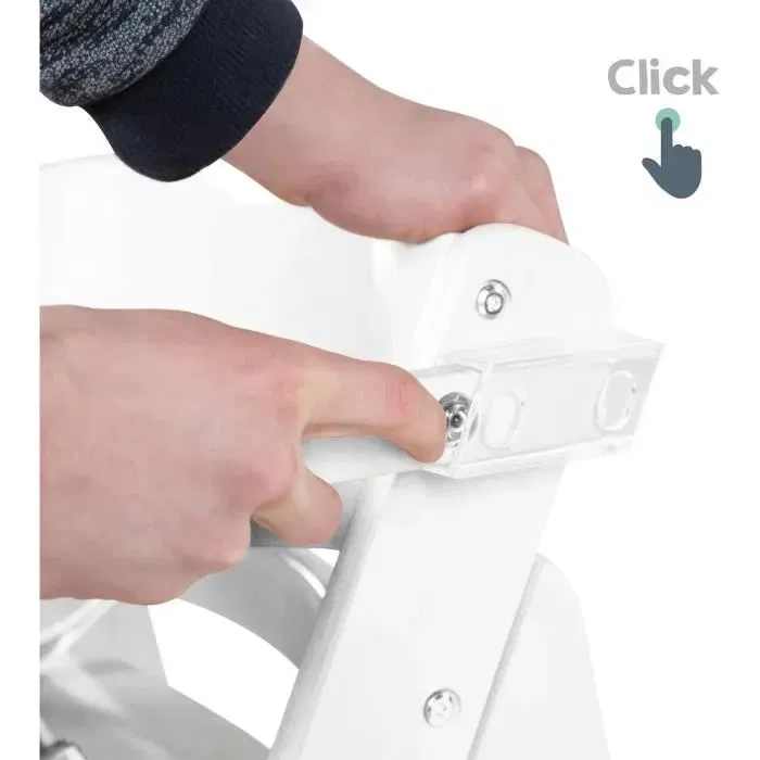 ROBA Chaise Haute Évolutive Sit Up Click & Fun - Bois Laqué Blanc - Plateau Repas Amovible - Hauteur Réglable Jusqu'à 70 kg - Conforme EN 14988