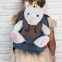 PERLETTI Mochila + Peluche Licorne Tiara 26cm - Sac à dos pour enfant avec doudou licorne, 26x21x8 cm