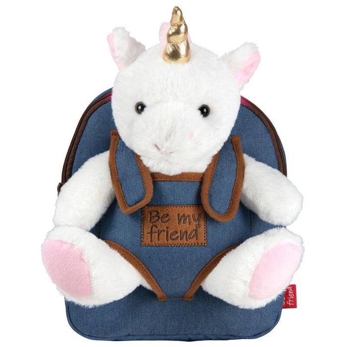 PERLETTI Mochila + Peluche Licorne Tiara 26cm - Sac à dos pour enfant avec doudou licorne, 26x21x8 cm