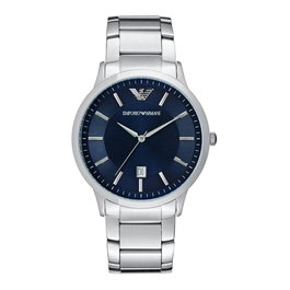 Armani AR2477 avec cadran bleu et bracelet gris