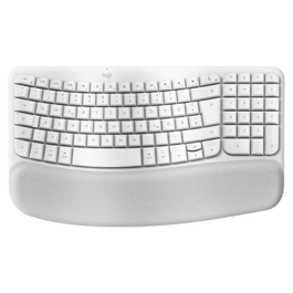 Logitech 920-012404 Clavier Wave Keys sans fil pour Mac, clavier ergonomique Bluetooth et USB-C rechargeable, Blanc