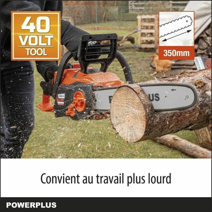 Dual Power Tronçonneuse à Batterie POWDPG7576 40V - Guide 350 mm Dual Power Tronçonneuse à Batterie POWDPG7576 40V - Guide 350 mm
