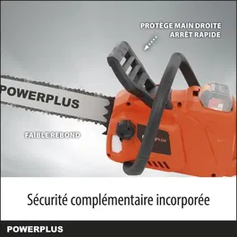 Dual Power - Tronçonneuse à Batterie POWDPG7576 - 40 V, Guide de 350 mm, Lubrification Automatique, sans Batterie ni Chargeur