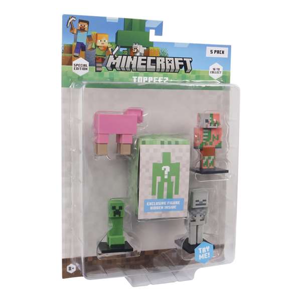 Bizak Toppeez Figure Minecraft Édition spéciale - Pack de 5 figurines de 5 cm - Modèles assortis - Version espagnole Bizak Toppeez Figure Minecraft Édition spéciale - Pack de 5 figurines de 5 cm - Modèles assortis - Version espagnole