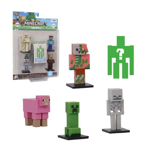 Bizak Toppeez Figure Minecraft Édition spéciale - Pack de 5 figurines de 5 cm - Modèles assortis - Version espagnole Bizak Toppeez Figure Minecraft Édition spéciale - Pack de 5 figurines de 5 cm - Modèles assortis - Version espagnole