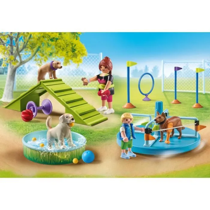 Playmobil 71745 - Aire de jeux pour chiens avec enfant et éducatrice, Set My Life, 61 pièces, Jouet à partir de 4 ans