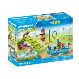 Playmobil 71745 - Aire de jeux pour chiens avec enfant et éducatrice, Set My Life, 61 pièces, Jouet à partir de 4 ans