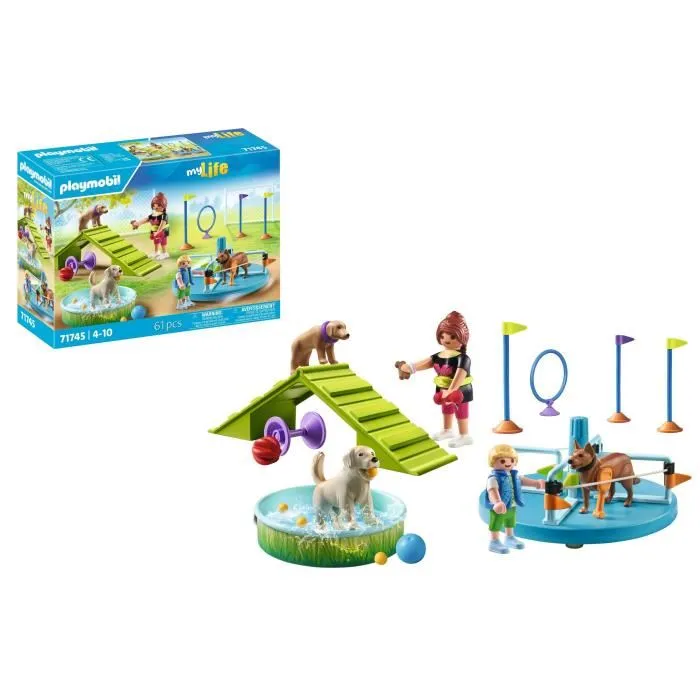 Playmobil 71745 - Aire de jeux pour chiens avec enfant et éducatrice, Set My Life, 61 pièces, Jouet à partir de 4 ans