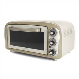 Ariete 979/03 Mini Four Vintage 18 Litres Beige - Four Électrique Compact avec Fonction Statique, Programmable, Grille Inox et Plaque en Aluminium
