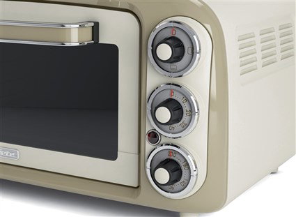 Ariete 979/03 Mini Four Vintage 18 Litres Beige - Four Électrique Compact avec Fonction Statique, Programmable, Grille Inox et Plaque en Aluminium