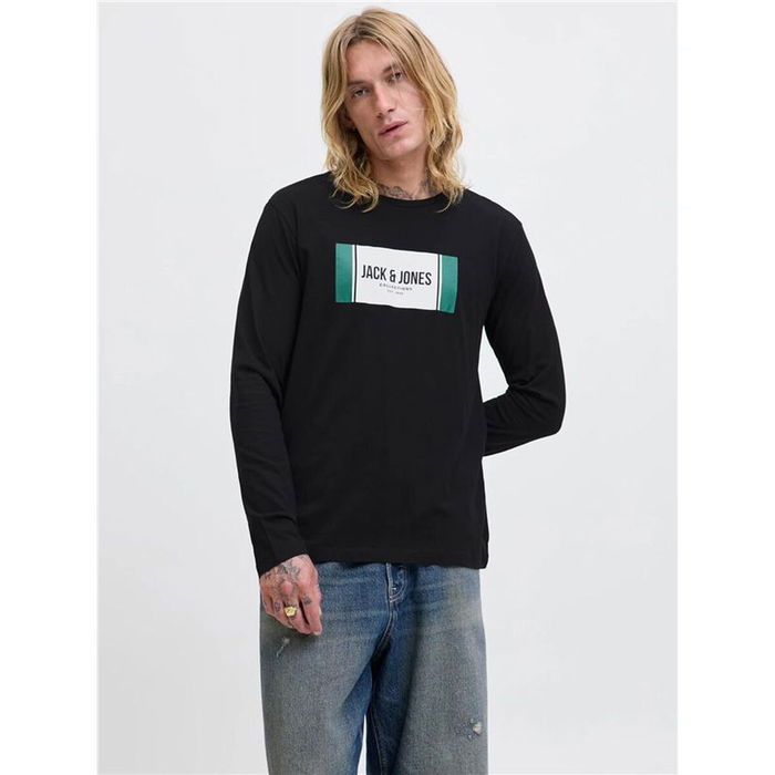T-shirt à manches longues homme Jack & Jones Jjhayato Ls Crew Noir M