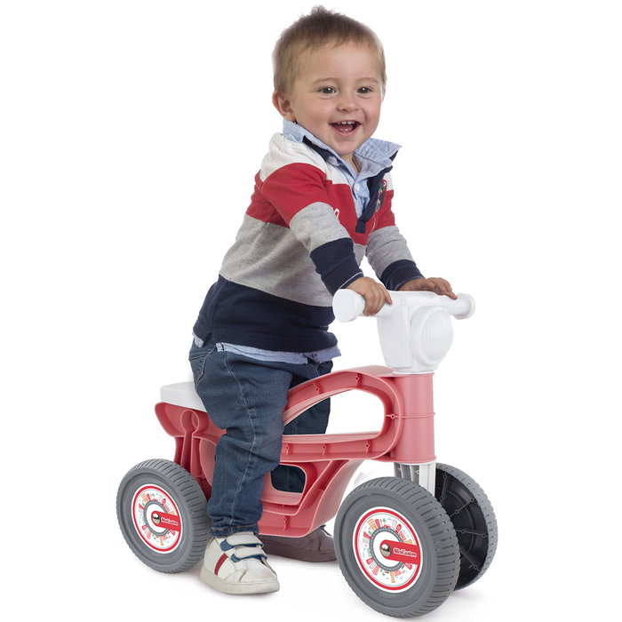 Chicos Correpasillos Mini Custom - Motocyclette d'apprentissage à 4 roues pour bébé 10-36 mois - Stable, léger et sécuritaire - Pour intérieur et extérieur - Coloris Corail