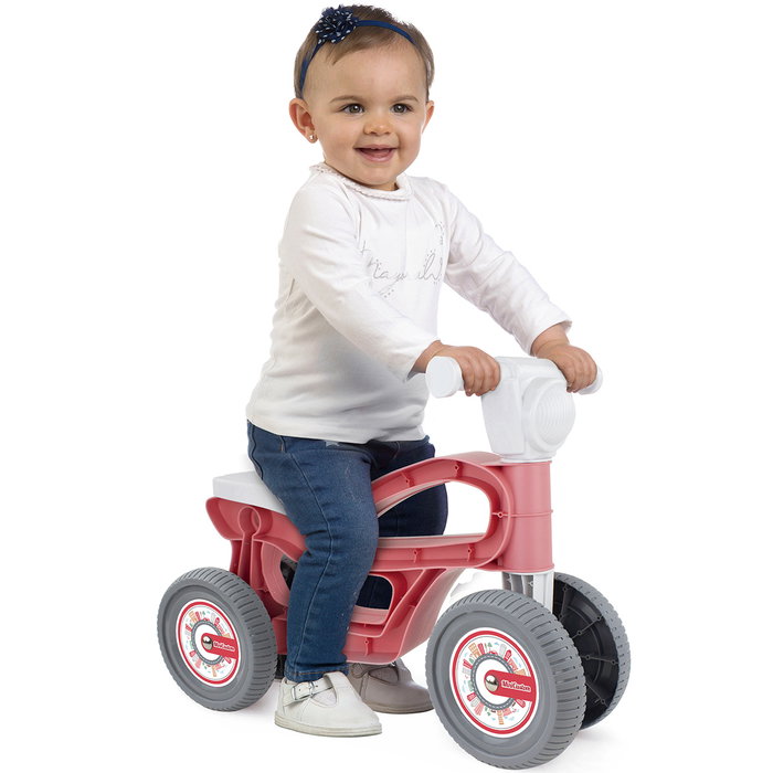 Chicos Correpasillos Mini Custom - Motocyclette d'apprentissage à 4 roues pour bébé 10-36 mois - Stable, léger et sécuritaire - Pour intérieur et extérieur - Coloris Corail