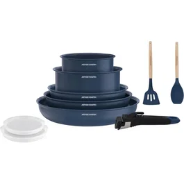 Arthur Martin Batterie de cuisine 10 pièces en aluminium avec poignées amovibles